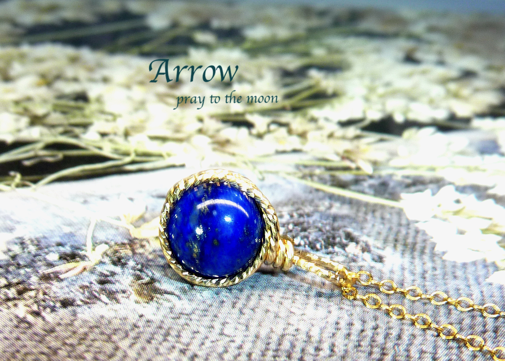 幸運を呼び寄せる＊ラピスラズリワイヤーラップネックレス＊14kgf