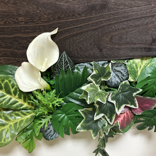 光触媒加工ウォールグリーン　フェイクグリーン壁掛け☆素敵なハイビスカス☆ 光触媒加工ウォールグリーン フェイクグリーン壁掛け2枚組Y-1 アート