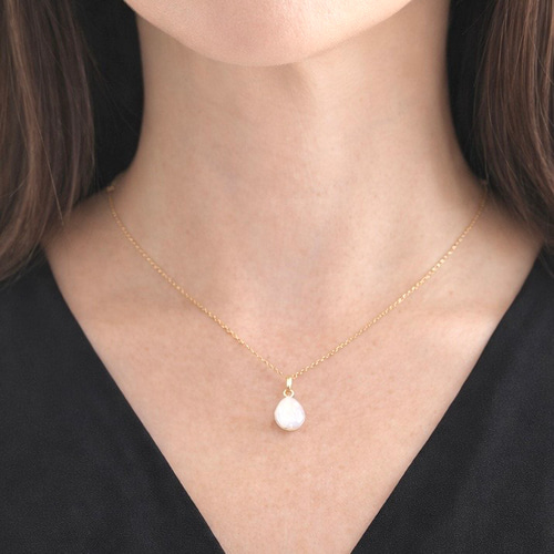 ムーンストーン 1粒 ネックレス 6月 誕生石 天然石 サージカル