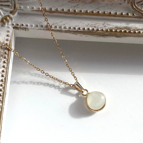 ムーンストーン 1粒 ネックレス 6月 誕生石 天然石 サージカル