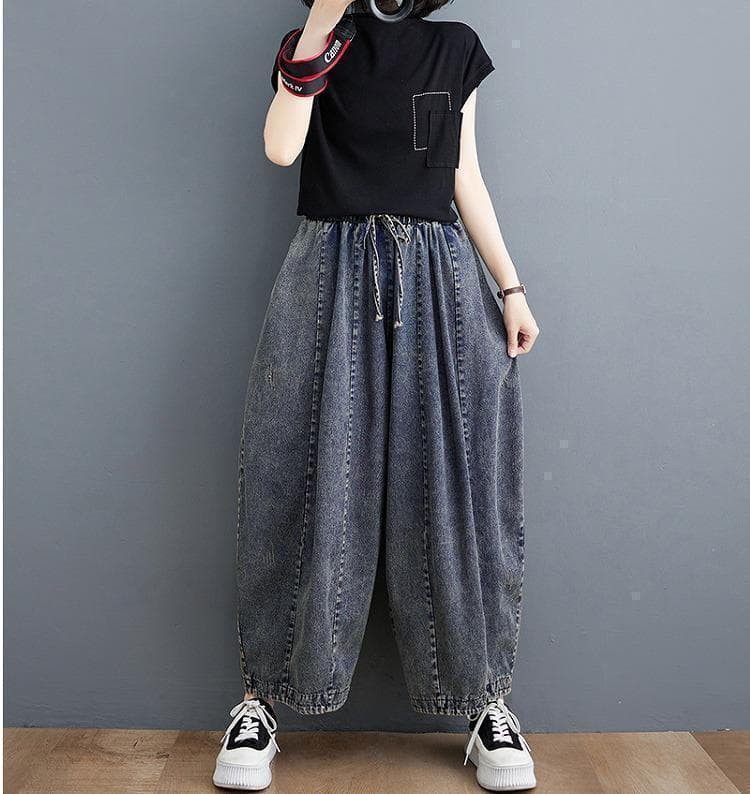 新品 大きいサイズ　ウォッシュ加工 ゆったり デニムパンツ ジーンズ秋冬3L