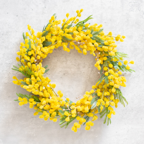 ミモザリース 直径約24cm リース アトリエ咲 通販 20312757｜Creema