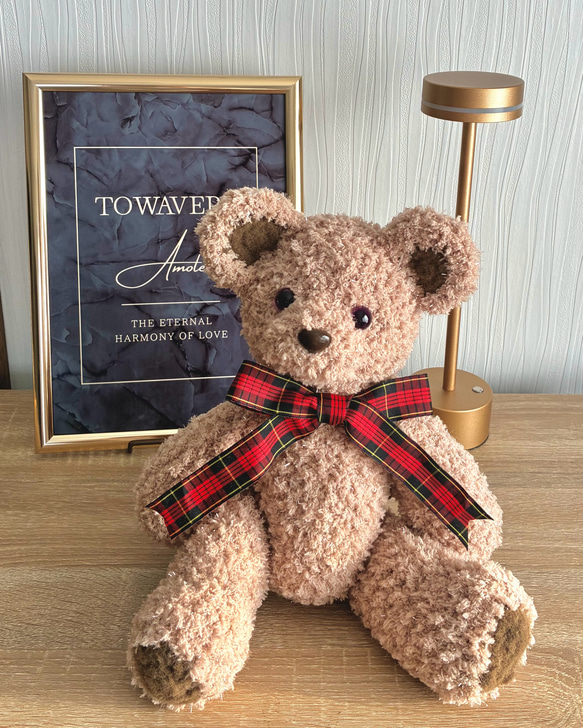 クラシカルベア（座高30cm）/ブラウン×ゴールド/瞳パープル/テディベア