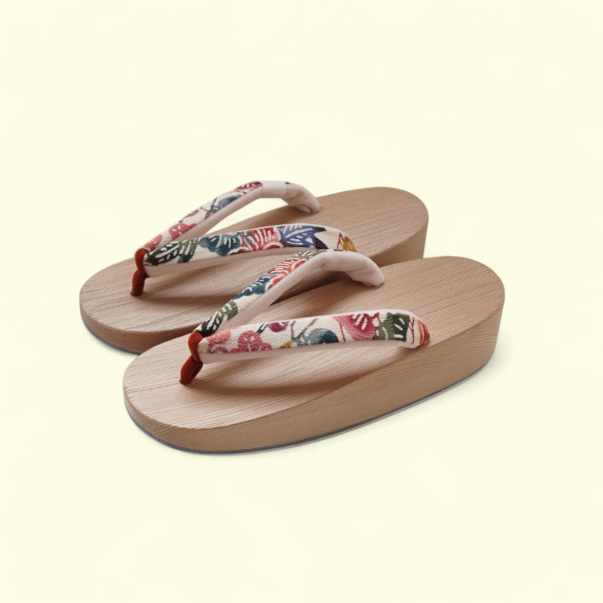 女性 下駄台 木曽ねずこ 舟形下駄　紅型染花緒