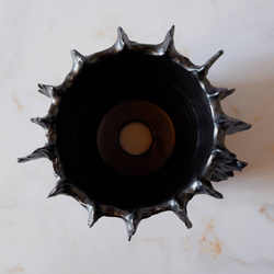 5号艶流紋黒襞鉢385　塊根植物　多肉植物　アガベ　盆栽　植木鉢　作家鉢　鉢台　沖縄 5枚目の画像