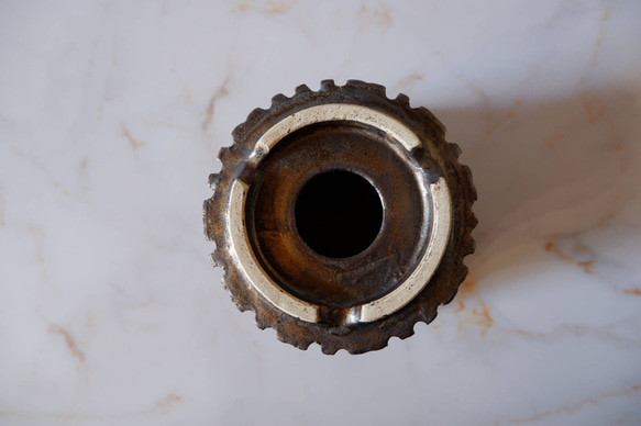 5.5号燻し金彩鉢386　塊根植物　多肉植物　アガベ　盆栽　植木鉢　作家鉢　鉢台　沖縄 7枚目の画像