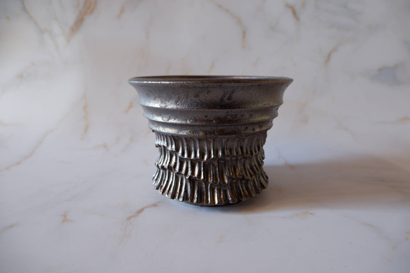 5.5号燻し金彩鉢386　塊根植物　多肉植物　アガベ　盆栽　植木鉢　作家鉢　鉢台　沖縄 3枚目の画像