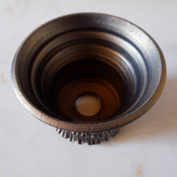 5.5号燻し金彩鉢386　塊根植物　多肉植物　アガベ　盆栽　植木鉢　作家鉢　鉢台　沖縄 4枚目の画像