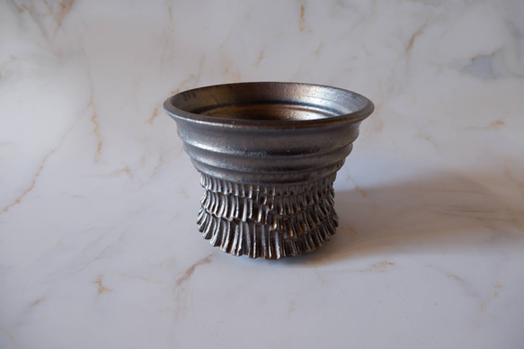 5.5号燻し金彩鉢386　塊根植物　多肉植物　アガベ　盆栽　植木鉢　作家鉢　鉢台　沖縄 1枚目の画像