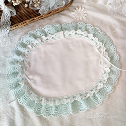 楕円形✳オフホワイト✳リボン柄刺繍レース✳大人可愛い✳コットン