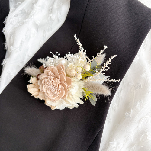 プリザーブドフラワーアレンジメント お花の香り ホワイトベア 白雫