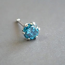 Pt900 ブルーダイヤ片耳ピアス ピアス（スタッド・一粒） ジュエリー