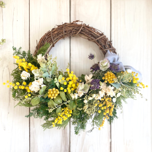 イタリア産ミモザのハーフリース リース Rosa Cherry 通販 20313535