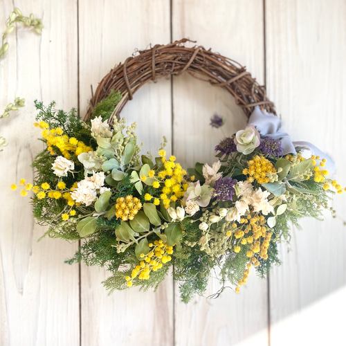 イタリア産ミモザのハーフリース リース Rosa Cherry 通販 20313535