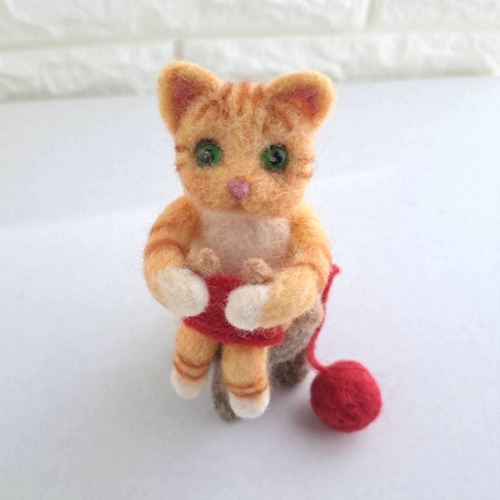 ワイヤークラフト♡ハートの猫ちゃんとお花＊茶トラさん＊ 【公式通販】