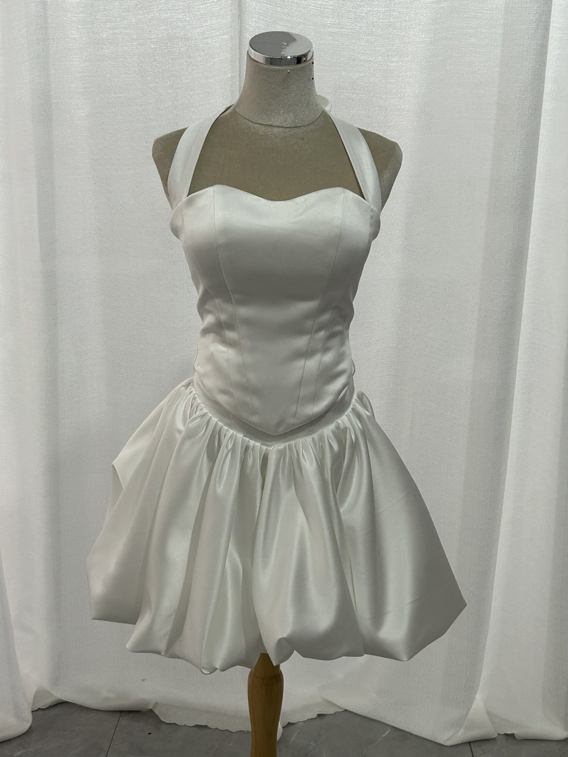 送料無料！パーティードレス アメスリ  光沢サテン ミニドレス ファスナー ツーピース  2ways 前撮り 二次会