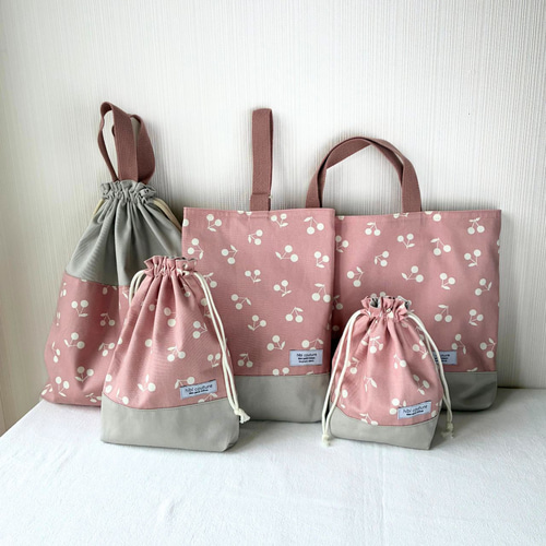 さくらんぼ柄／2026入園入学セット レッスンバッグ 体操服袋 上履き