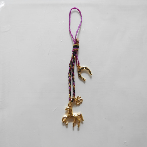 charity☆彡午年☆彡 和な雰囲気のお馬の根付ストラップ～ゴールド