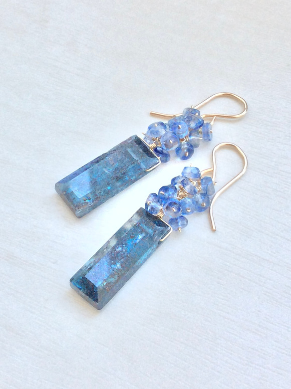 じばにゃん❤️ブルーオブシディアン ダイヤカット 14kgfピアス じば