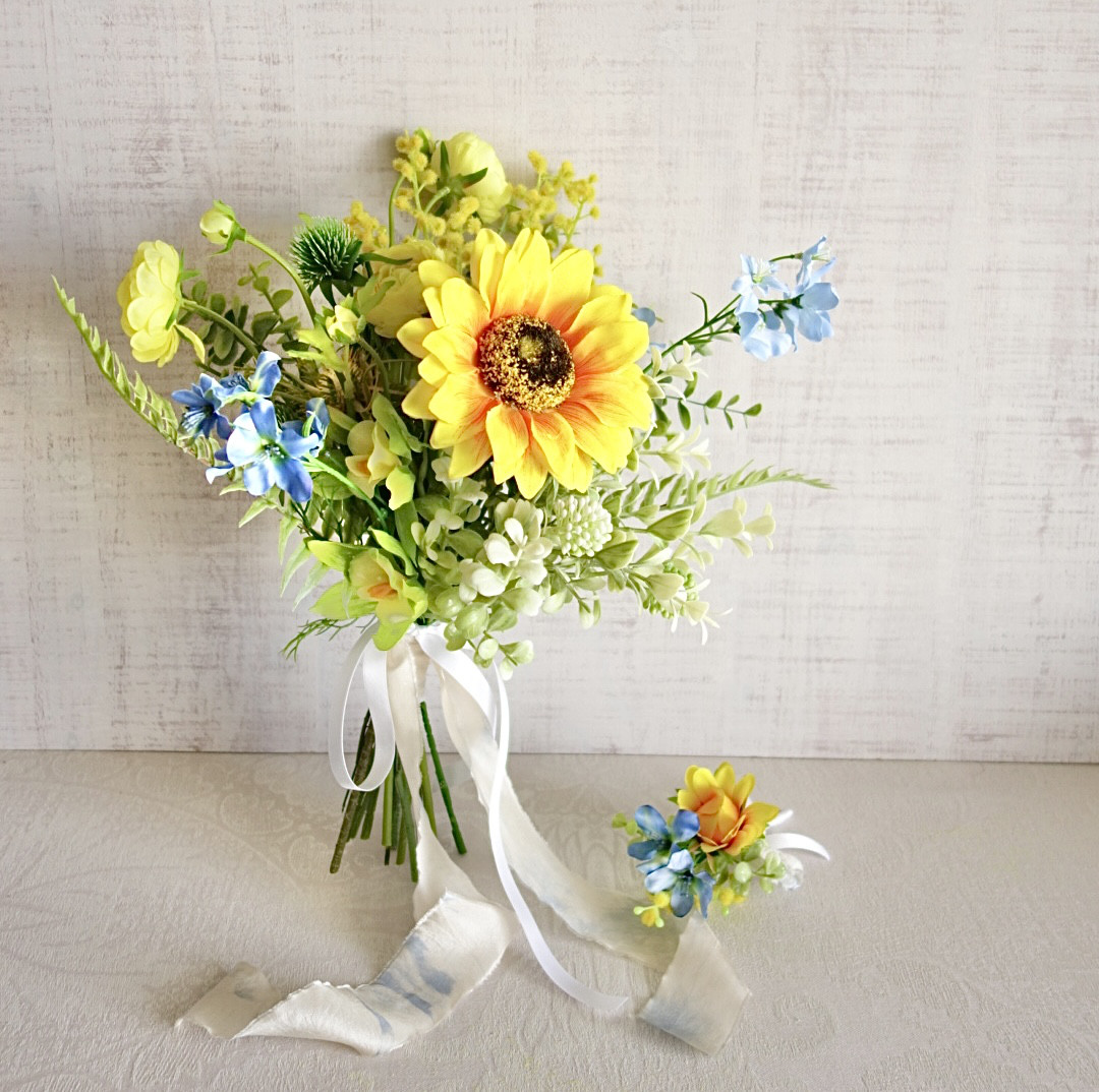 HIMAWARI bouquet　ひまわりの入った明るいブーケ
