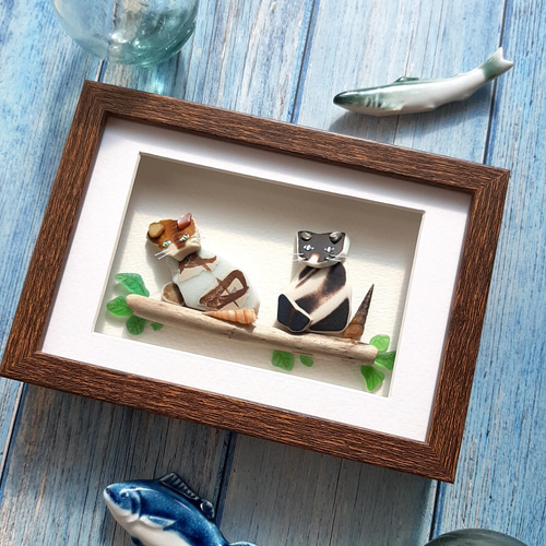 2匹の猫〉シーグラスアート その他アート moon 通販 20314420｜Creema