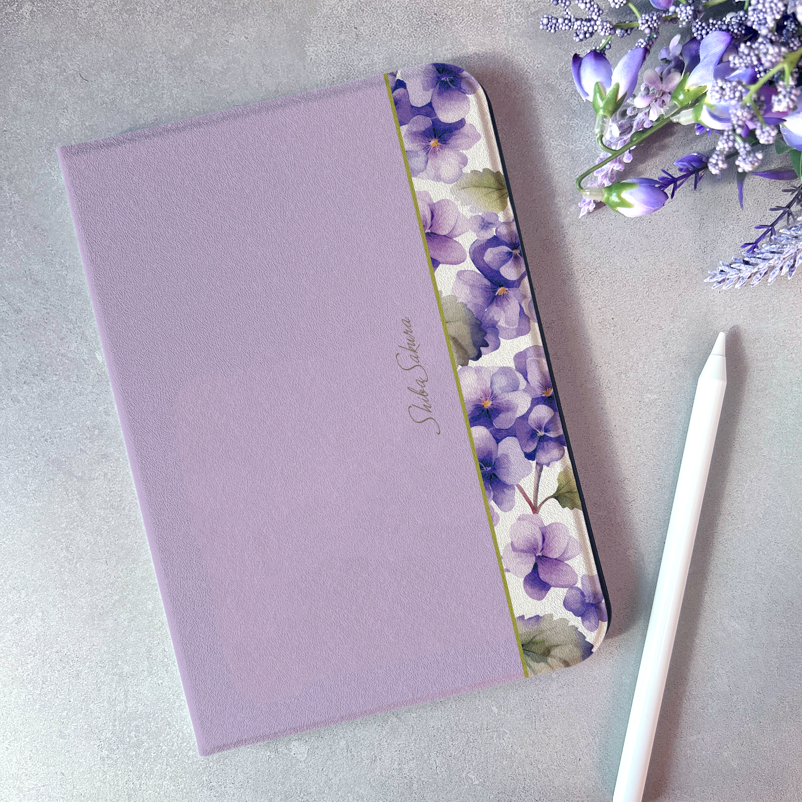 春のスミレのiPadケース（淡紫） 花 ipadケース タブレットケース カバー