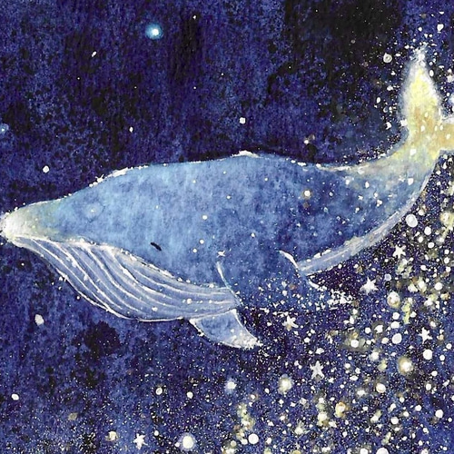 今夜、みんなが幸せな夢をみられますように【クジラ】 絵画 kuro 通販
