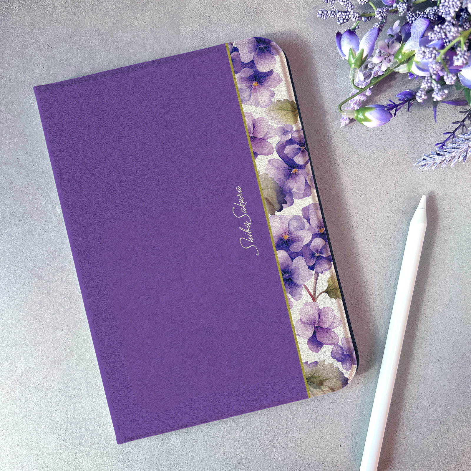 春のスミレのiPadケース（菫色） 花 ipadケース タブレットケース カバー