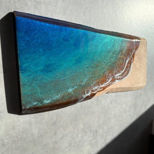 Sea Wood Collection – 深青の奥行【無垢 一枚板 耳付き】 立体