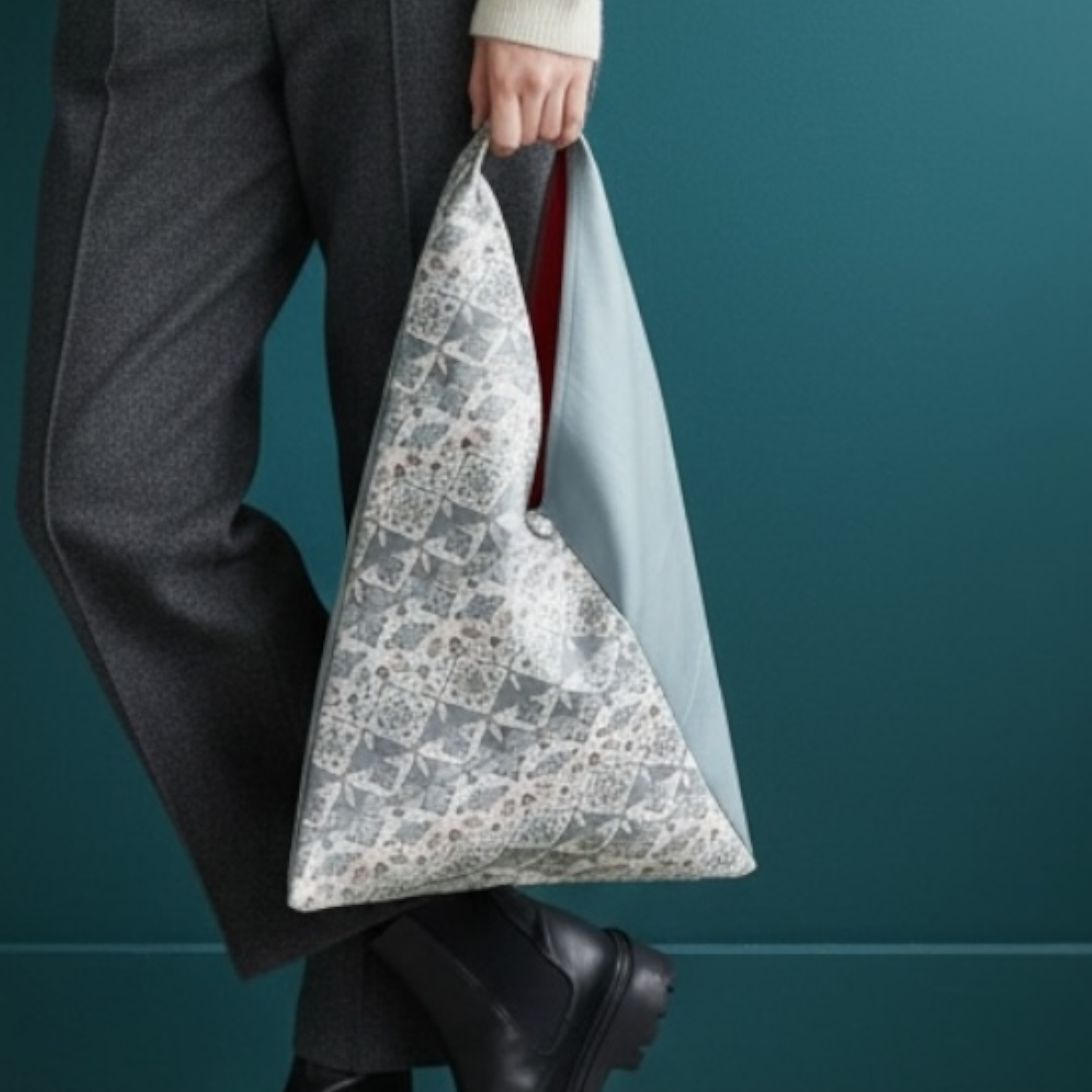 あずま袋【送料込み】帯リメイク　シルバー