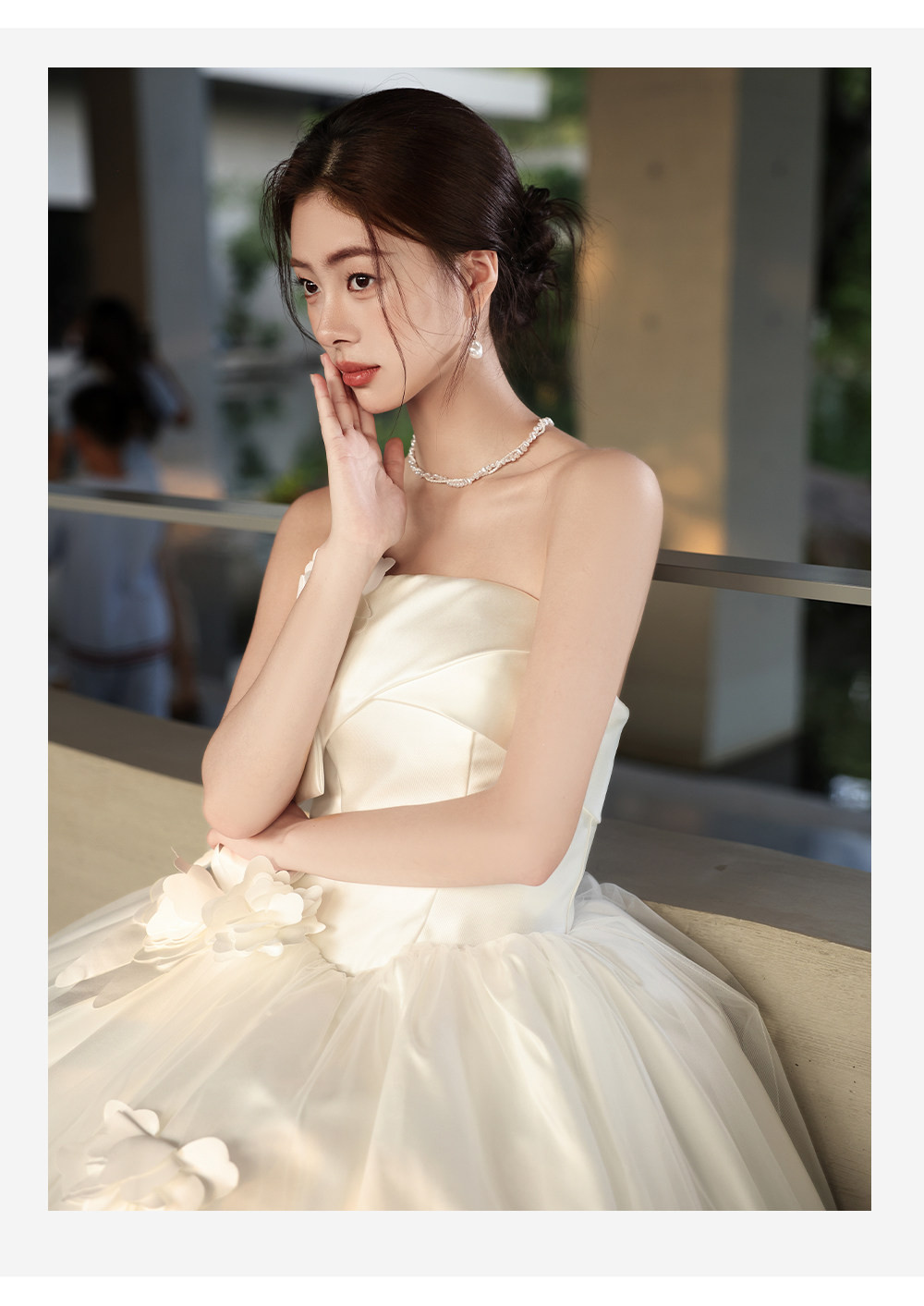 綺麗 白 オフショルダー 花 ウェディングドレス 結婚式 花嫁 パーティー 前撮り 披露宴 A7274