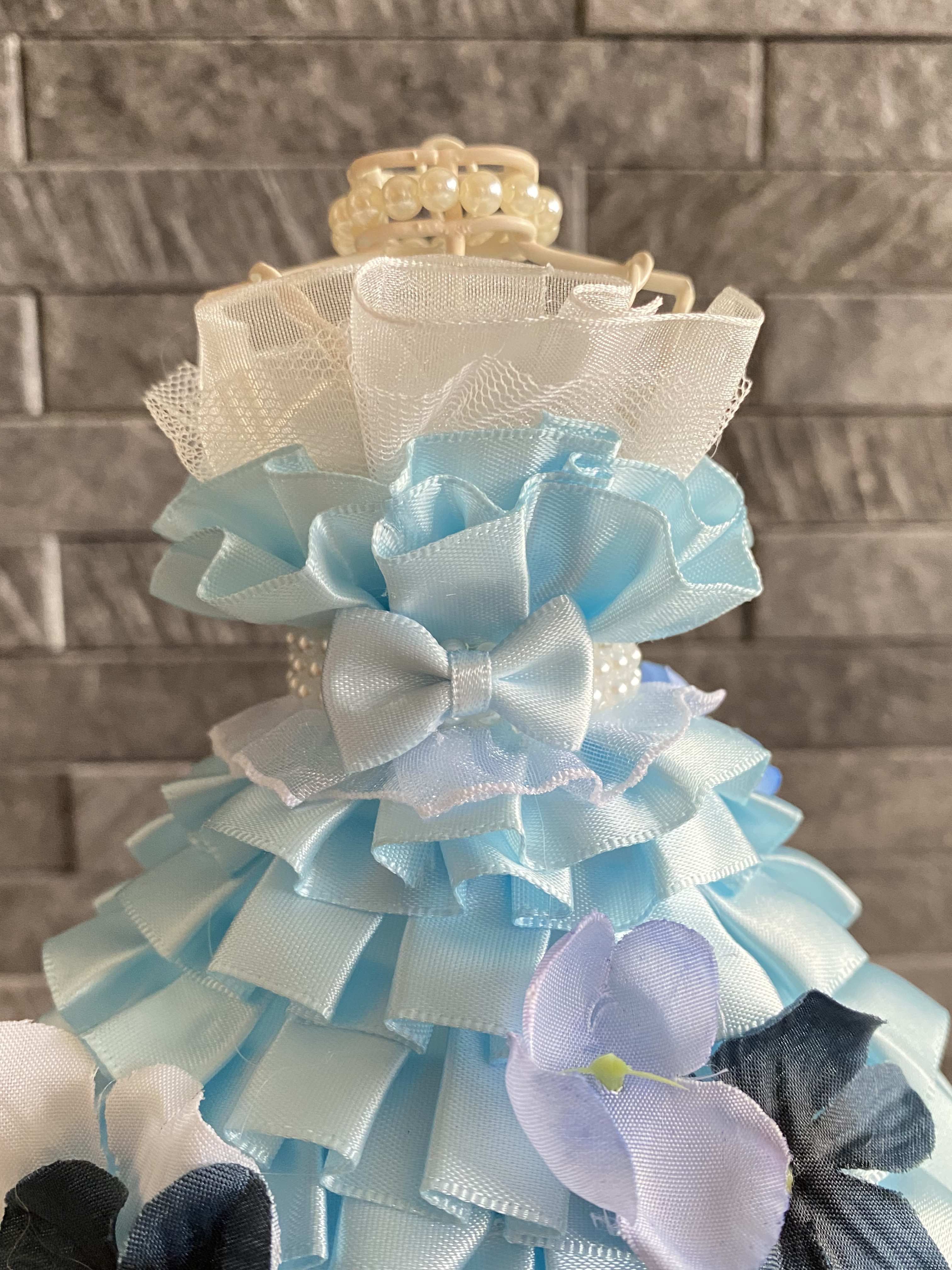 華やかフラワートルソー〈水色〉結婚式ドレス色当てお色直し　ウェルカムスペースやウェディング受付に　春ギフトにも