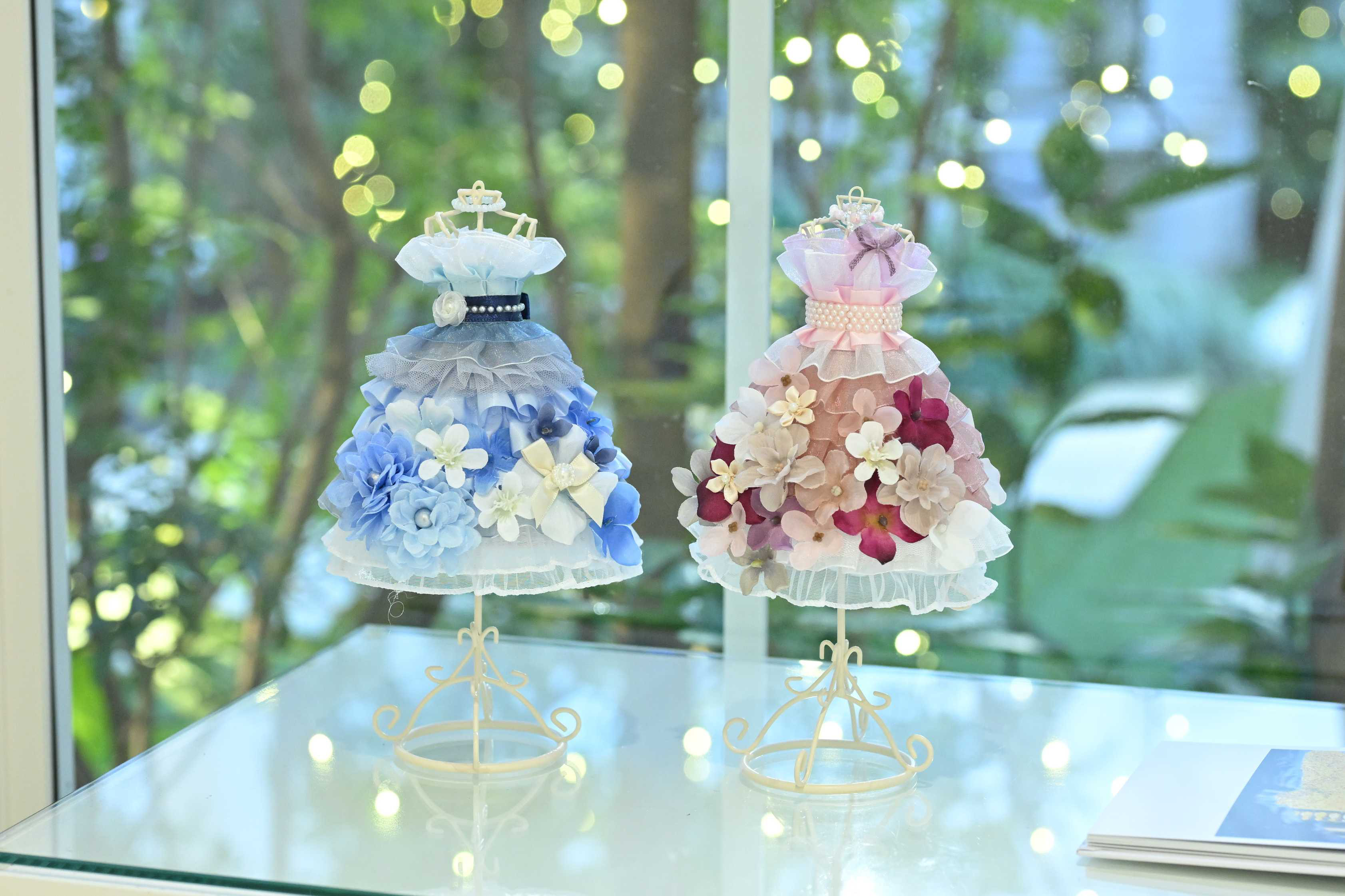 華やかフラワートルソー〈水色〉結婚式ドレス色当てお色直し　ウェルカムスペースやウェディング受付に　春ギフトにも