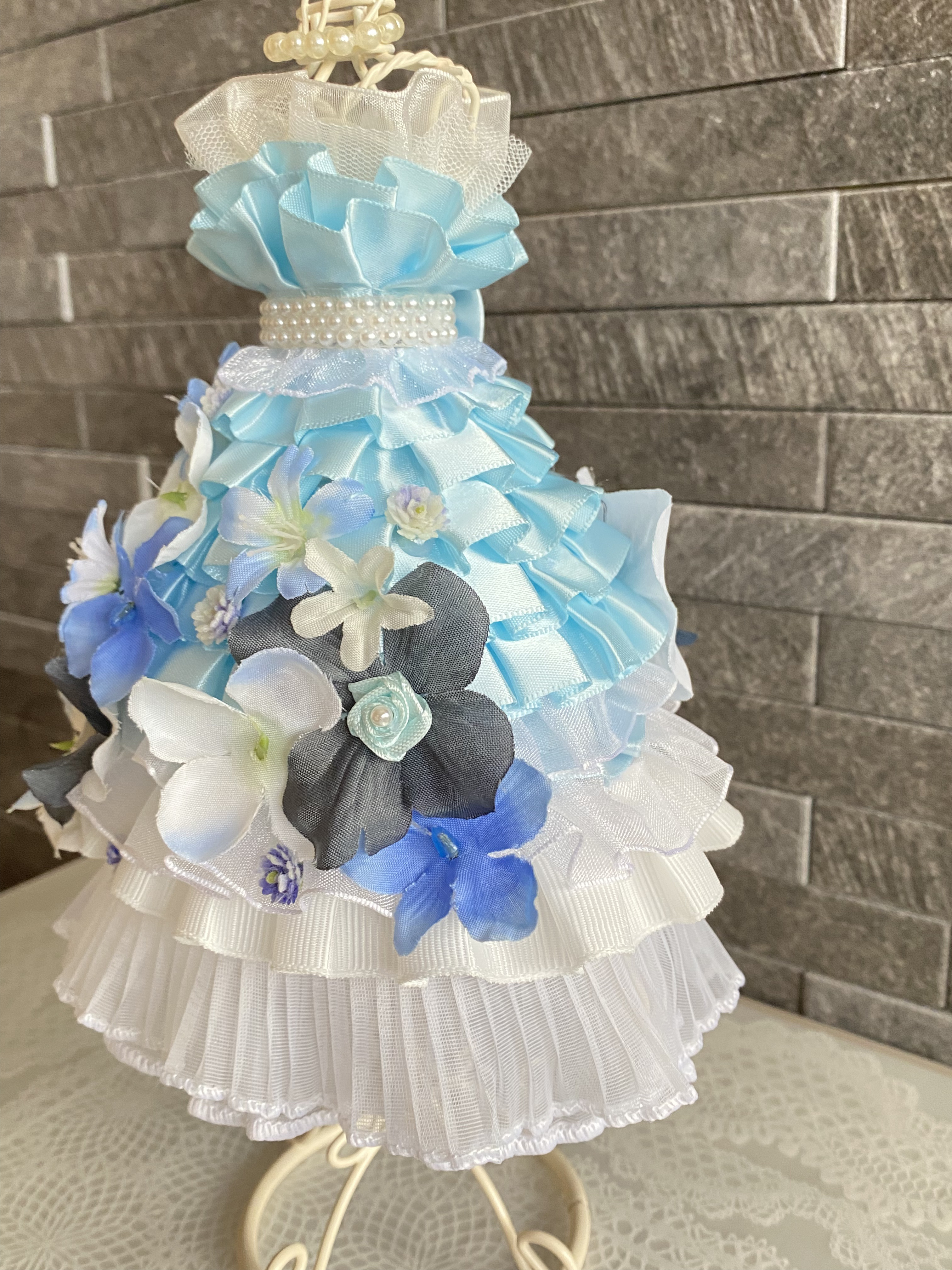 華やかフラワートルソー〈水色〉結婚式ドレス色当てお色直し　ウェルカムスペースやウェディング受付に　春ギフトにも