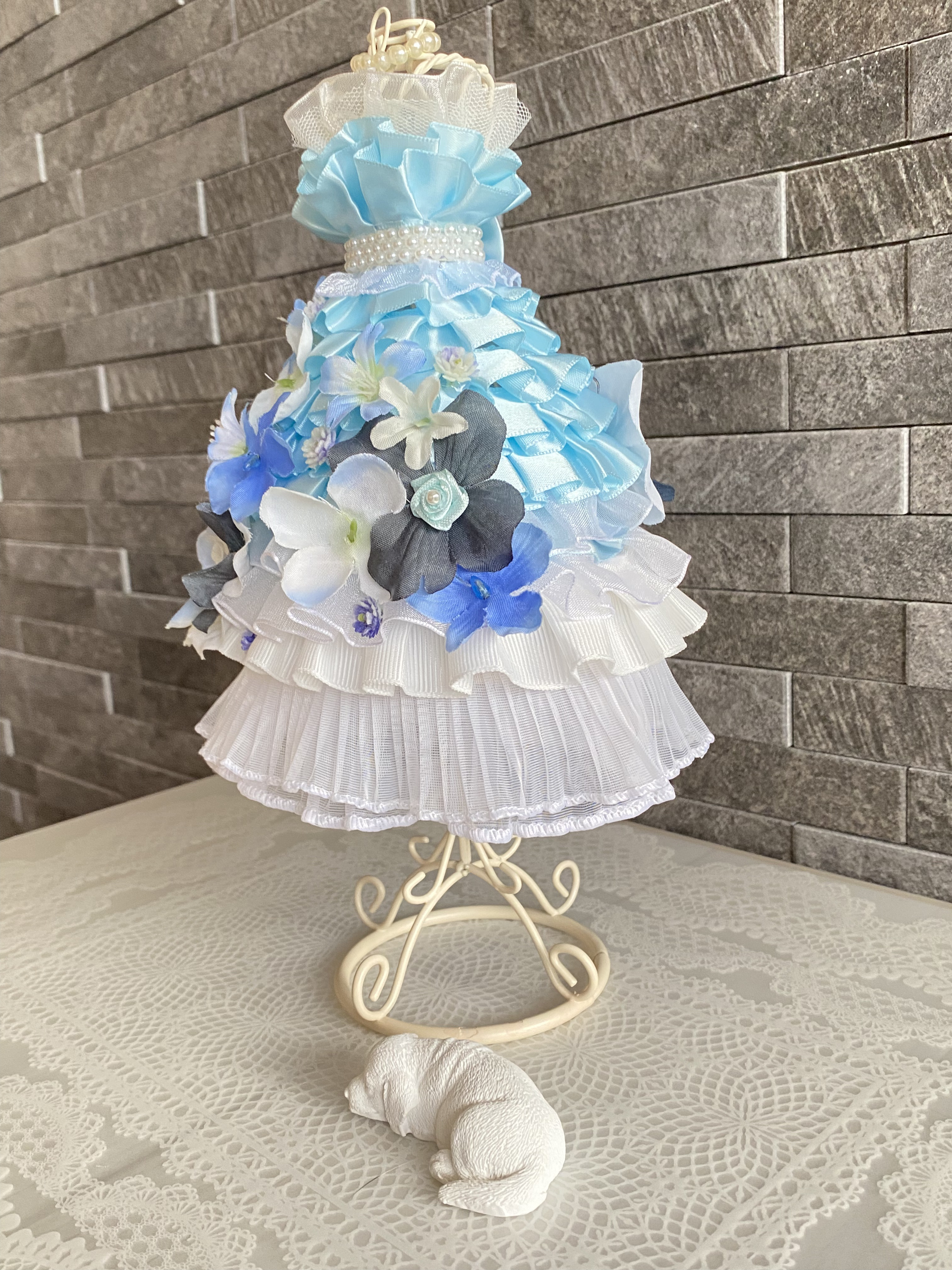 華やかフラワートルソー〈水色〉結婚式ドレス色当てお色直し　ウェルカムスペースやウェディング受付に　春ギフトにも