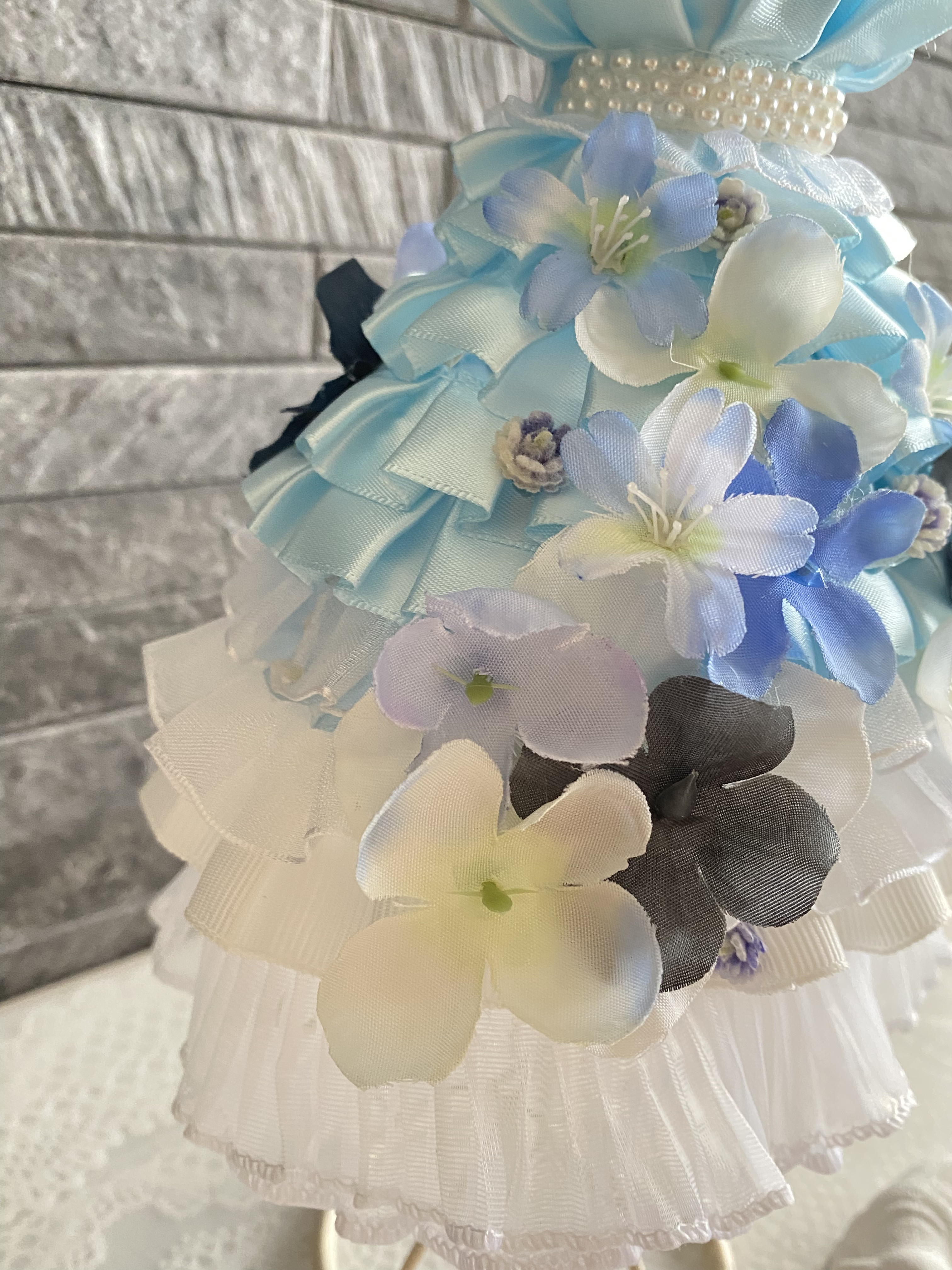 華やかフラワートルソー〈水色〉結婚式ドレス色当てお色直し　ウェルカムスペースやウェディング受付に　春ギフトにも