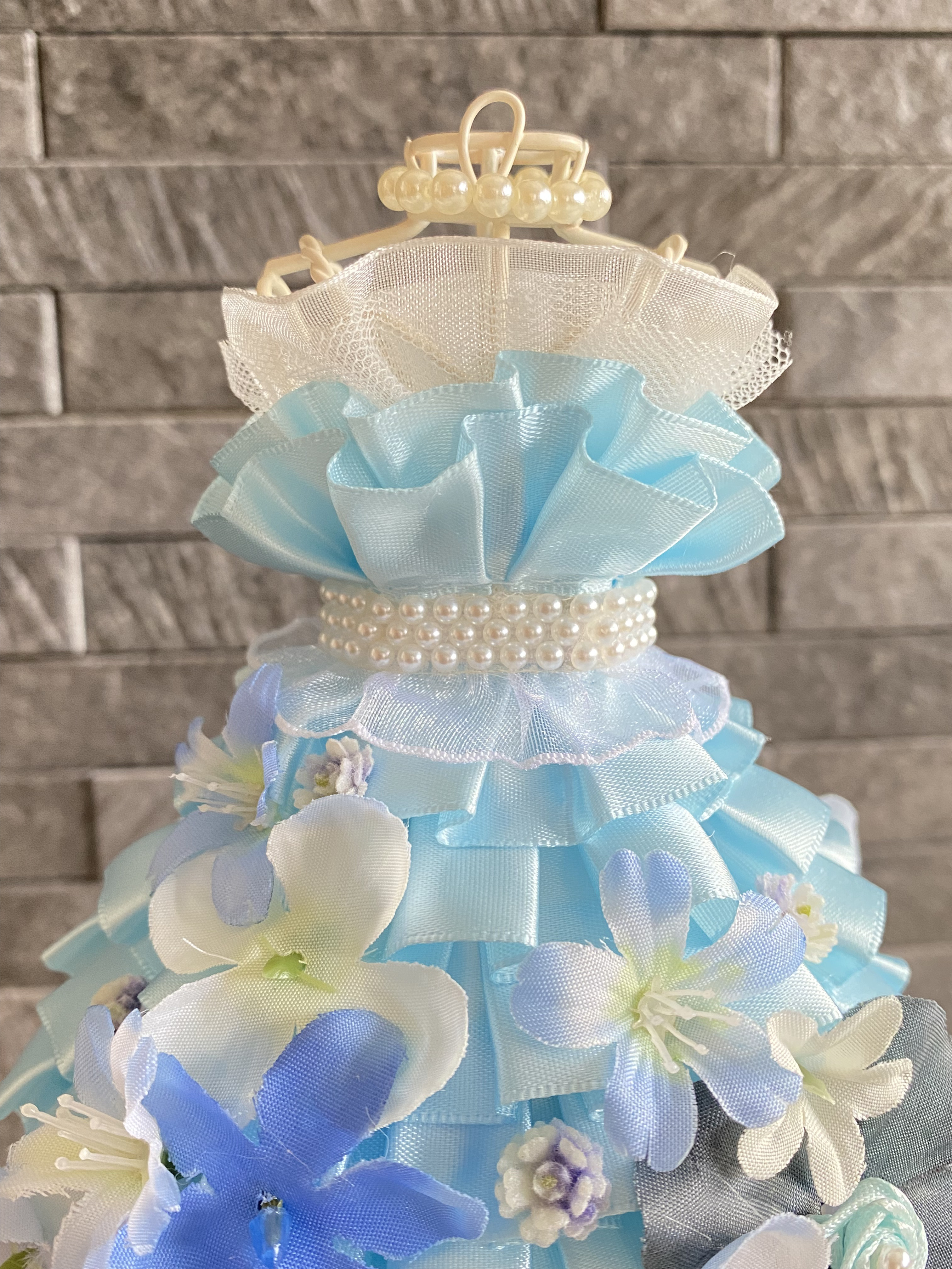 華やかフラワートルソー〈水色〉結婚式ドレス色当てお色直し　ウェルカムスペースやウェディング受付に　春ギフトにも