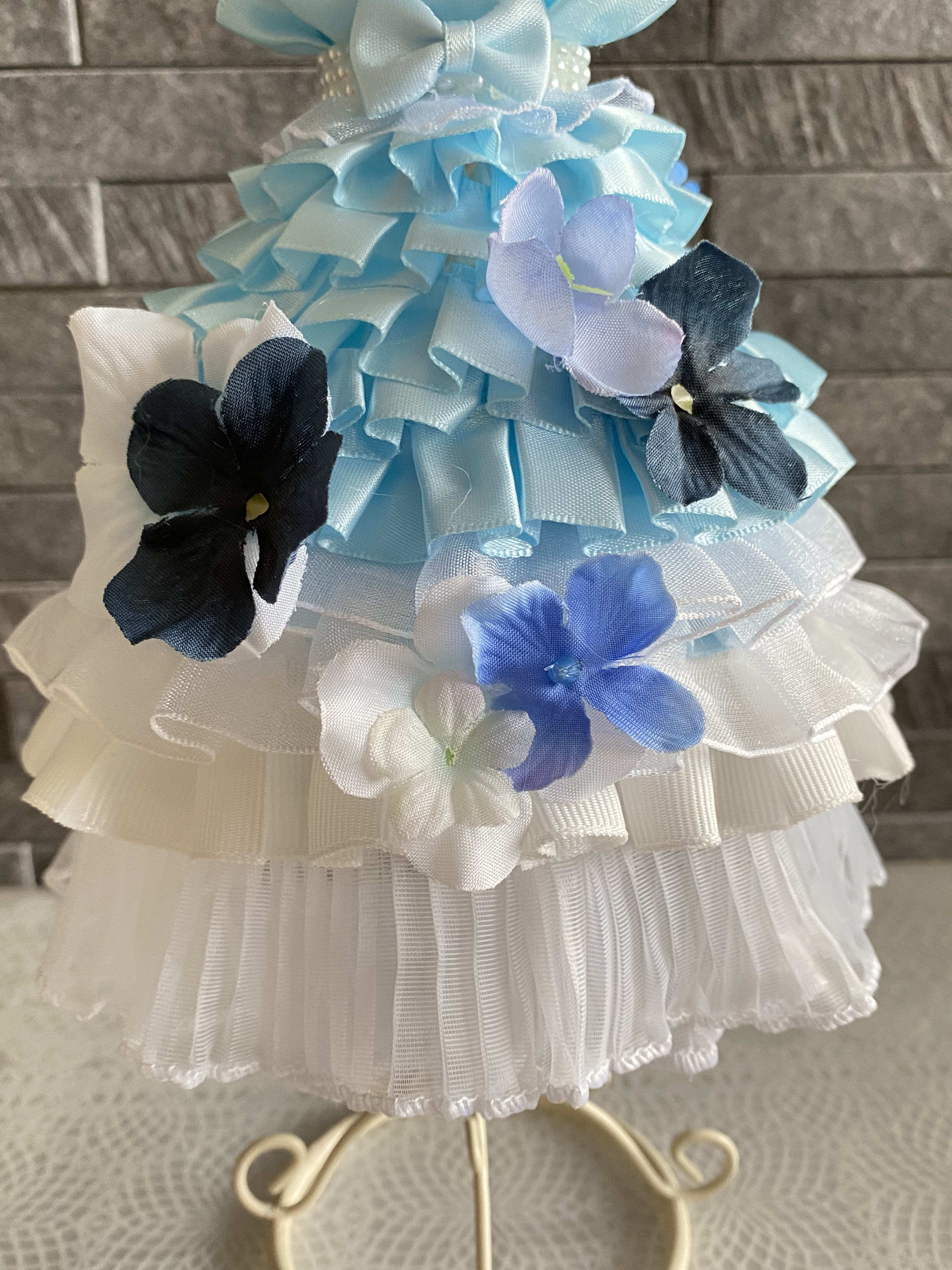 華やかフラワートルソー〈水色〉結婚式ドレス色当てお色直し　ウェルカムスペースやウェディング受付に　春ギフトにも