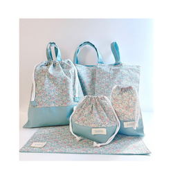 入園入学セット｜サイズオーダー可｜ピンクいちご柄レッスンバッグ3点