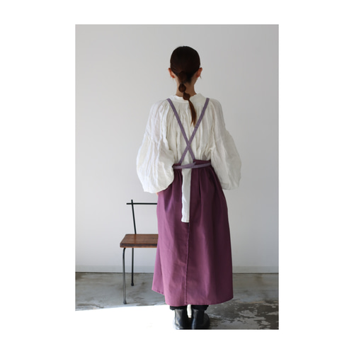 リネンエプロン】周りと差のつくそのままお出かけバイカラーコットン