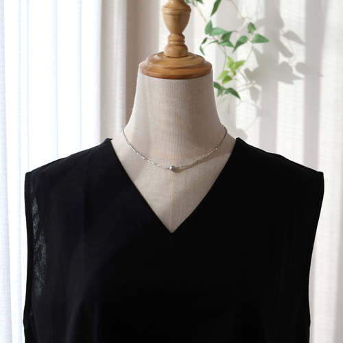 カレンシルバーとグレーパールのネックレス カレンシルバー グレー