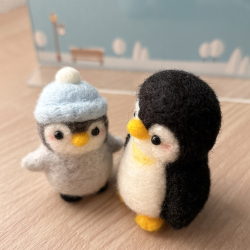 ペンギンさんの親子 羊毛フェルト 羊毛フェルト モカ＆ラテ 通販