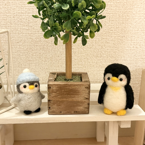 ペンギンさんの親子 羊毛フェルト 羊毛フェルト モカ＆ラテ 通販