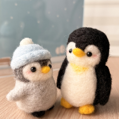 ペンギンさんの親子 羊毛フェルト 羊毛フェルト モカ＆ラテ 通販