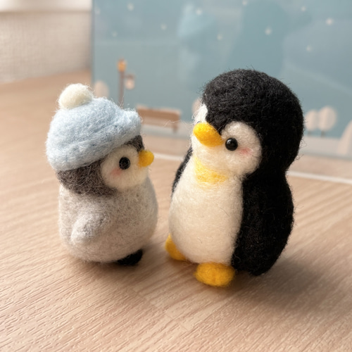 ペンギンさんの親子 羊毛フェルト 羊毛フェルト モカ＆ラテ 通販