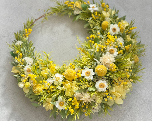 予約販売】 ミモザ ＊ ナチュラル三日月リース M /mimosa / ミモザの日