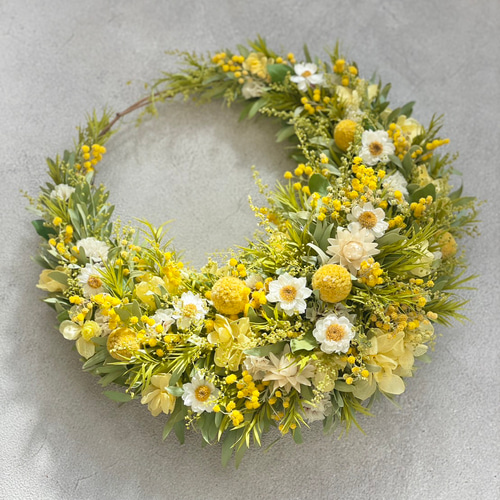予約販売】 ミモザ ＊ ナチュラル三日月リース M /mimosa / ミモザの日