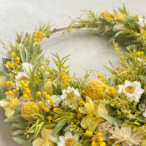 予約販売】 ミモザ ＊ ナチュラル三日月リース M /mimosa / ミモザの日