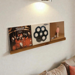 杉無垢材のCDディスプレイレール 6枚用 ウォールシェルフ CDラック