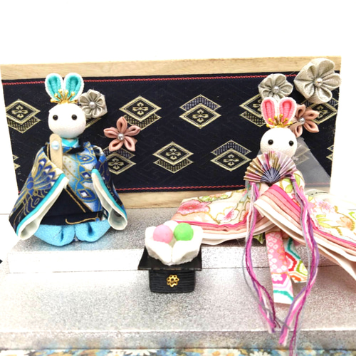ちりめん細工　お雛様　大正ちりめん　ひな祭り ひな祭り 大人可愛いお雛様 三人官女 五人囃子 ちりめん細工 ひな人形